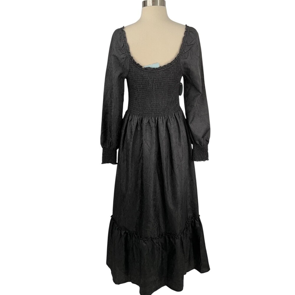 NWT Hill House The Emily Nap Dress Small Maxi Crushed Taffeta Long Sleeve Smock - Picture 5 of 16